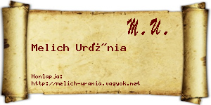 Melich Uránia névjegykártya